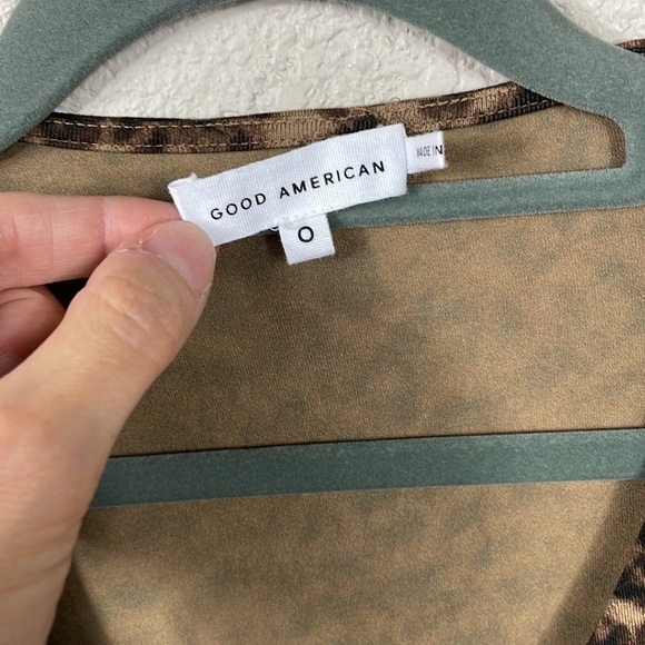 New Good American Daynight Wrap Dress Sepia Leopard Brown Stretch Sz 0 - Picture 6 of 14